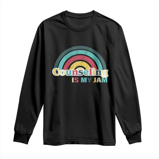 Mental Illness Support Long Sleeve Shirt Couseling Is My Jam Retro Groove Rainbow