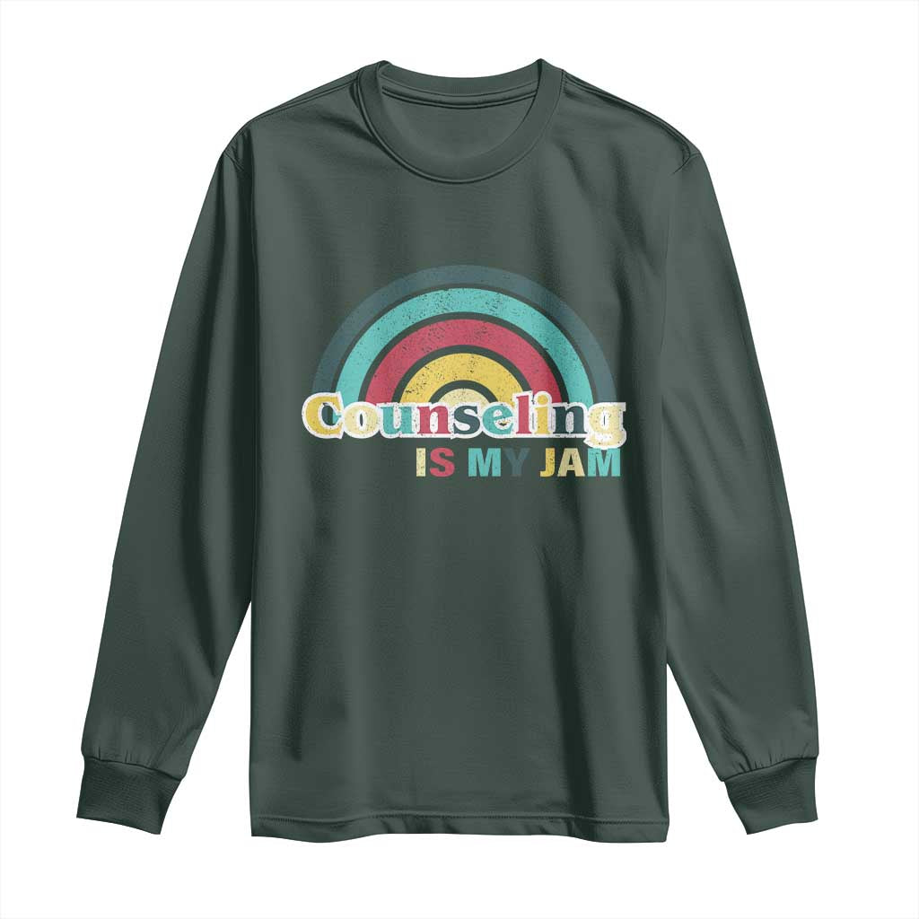 Mental Illness Support Long Sleeve Shirt Couseling Is My Jam Retro Groove Rainbow