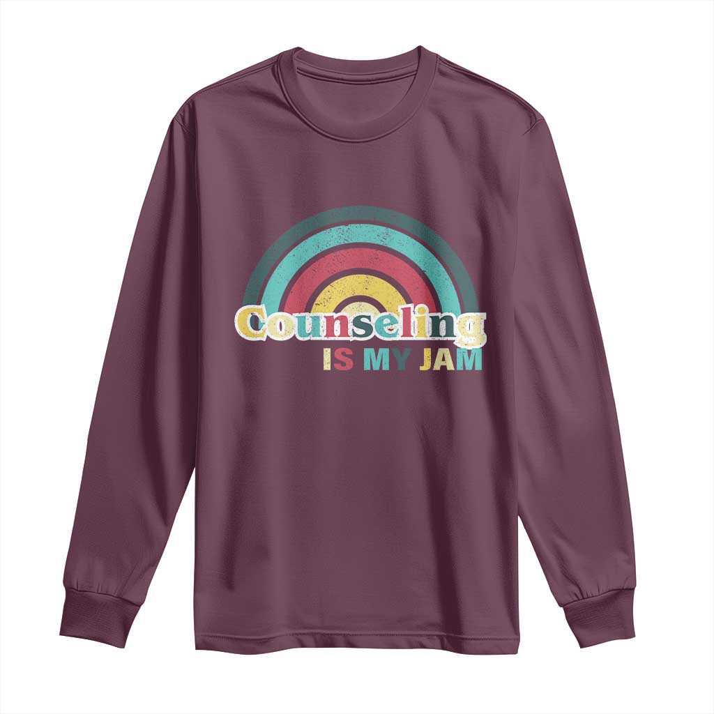 Mental Illness Support Long Sleeve Shirt Couseling Is My Jam Retro Groove Rainbow