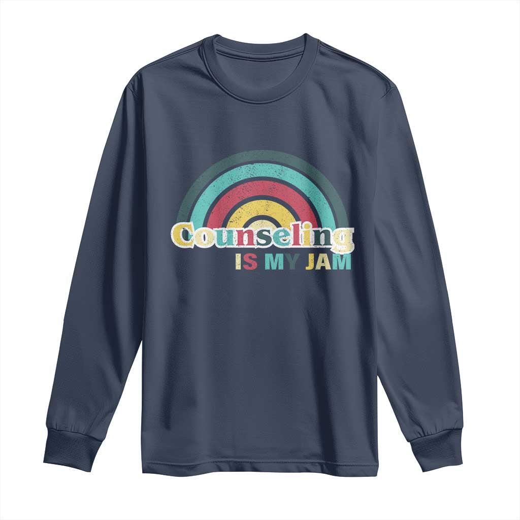 Mental Illness Support Long Sleeve Shirt Couseling Is My Jam Retro Groove Rainbow