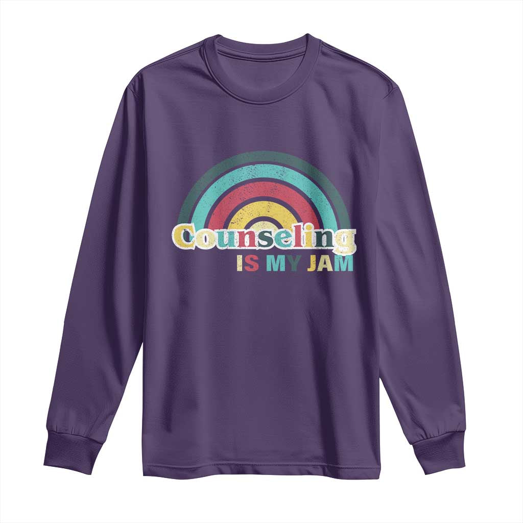 Mental Illness Support Long Sleeve Shirt Couseling Is My Jam Retro Groove Rainbow