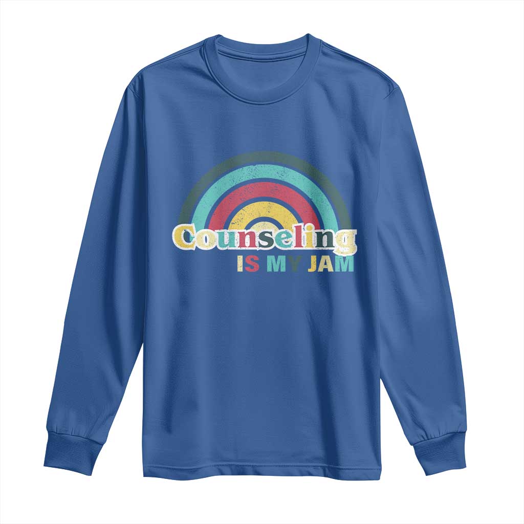 Mental Illness Support Long Sleeve Shirt Couseling Is My Jam Retro Groove Rainbow