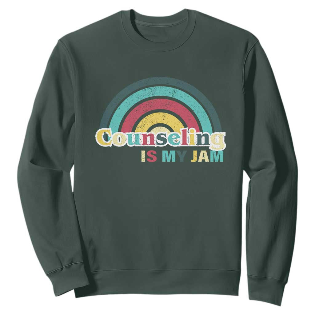 Mental Illness Support Sweatshirt Couseling Is My Jam Retro Groove Rainbow
