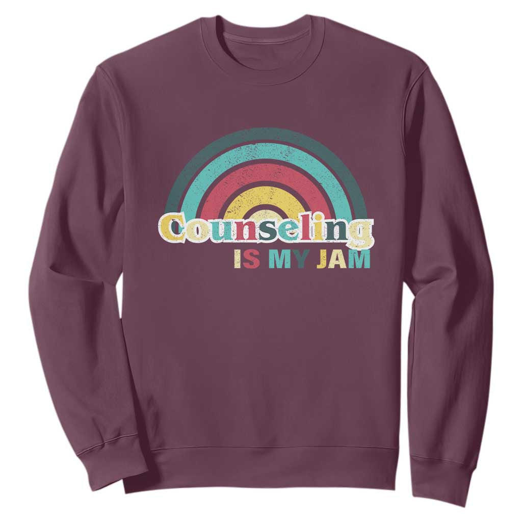Mental Illness Support Sweatshirt Couseling Is My Jam Retro Groove Rainbow
