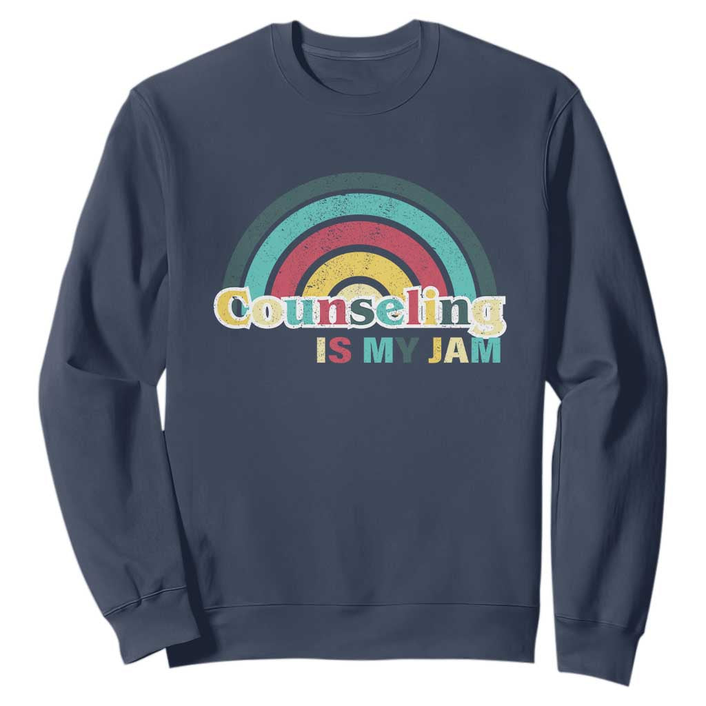 Mental Illness Support Sweatshirt Couseling Is My Jam Retro Groove Rainbow