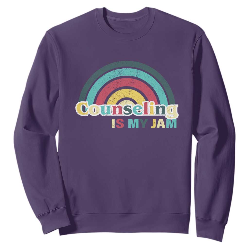 Mental Illness Support Sweatshirt Couseling Is My Jam Retro Groove Rainbow