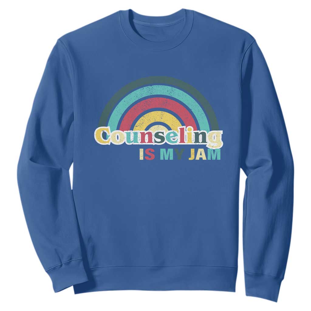 Mental Illness Support Sweatshirt Couseling Is My Jam Retro Groove Rainbow