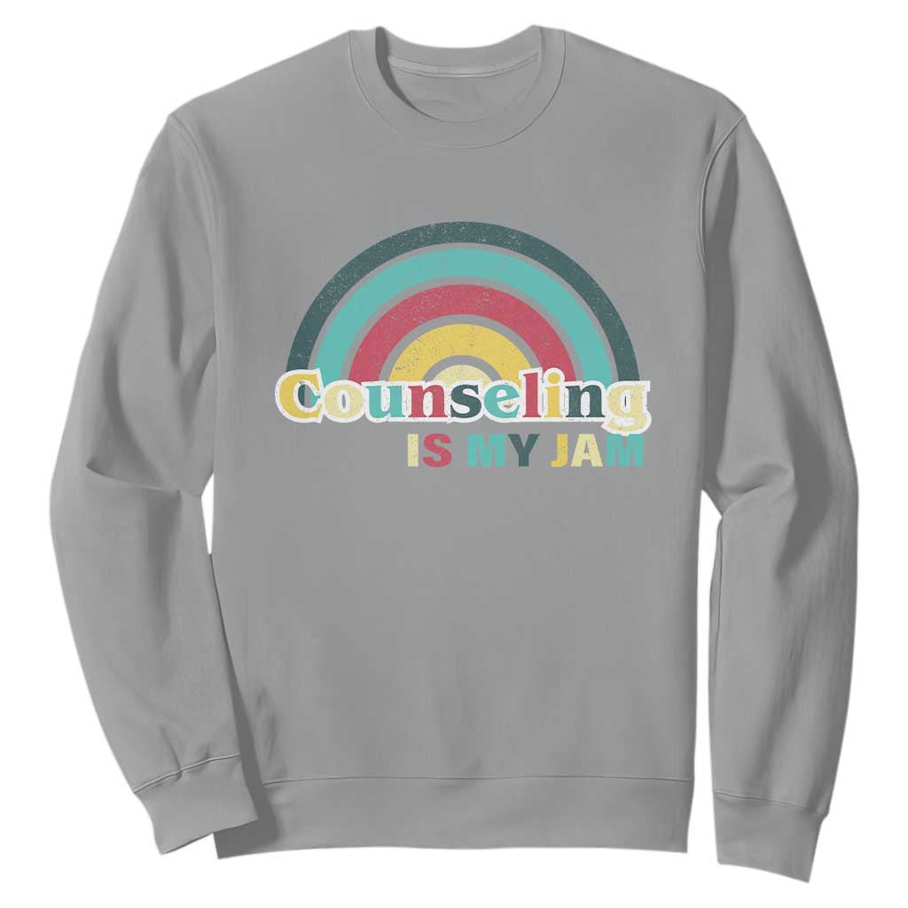 Mental Illness Support Sweatshirt Couseling Is My Jam Retro Groove Rainbow
