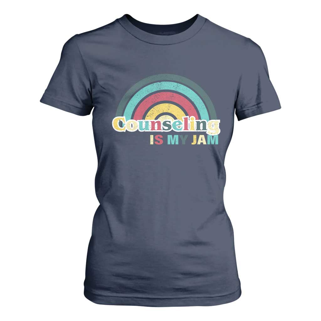 Mental Illness Support T Shirt For Women Couseling Is My Jam Retro Groove Rainbow