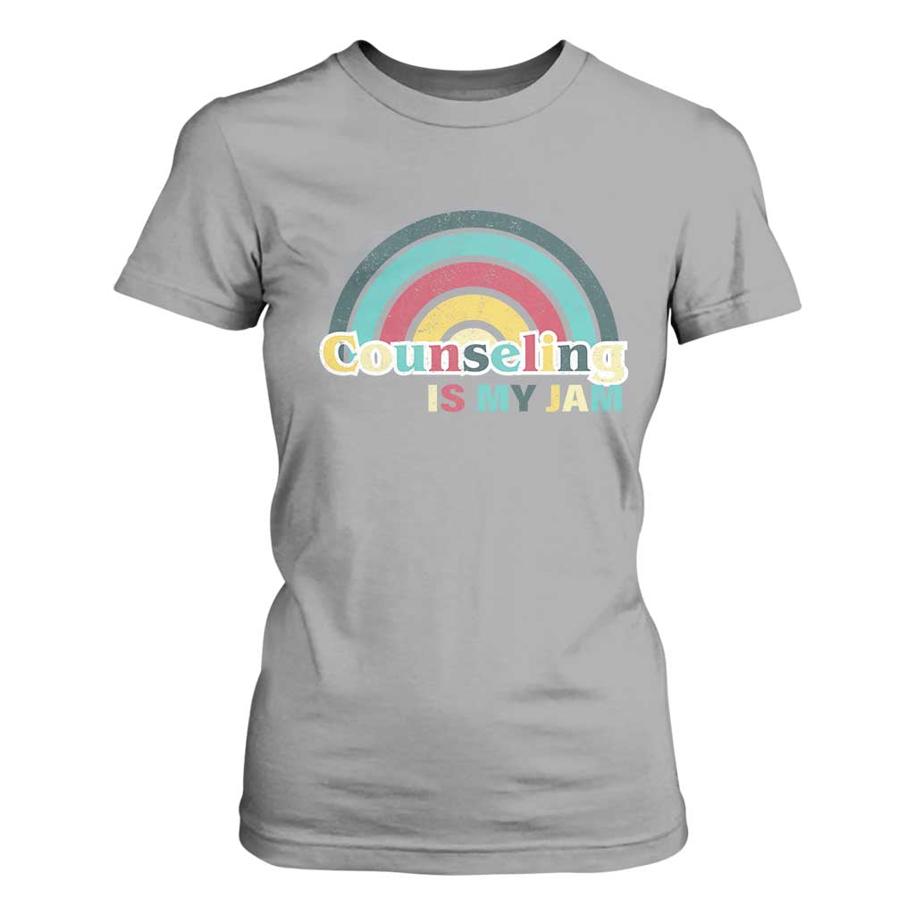 Mental Illness Support T Shirt For Women Couseling Is My Jam Retro Groove Rainbow
