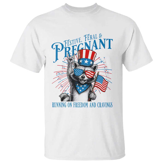 funny-festive-feral-and-pregnant-t-shirt-running-on-freedom-and-cravings-4th-of-july-maternity-raccoon