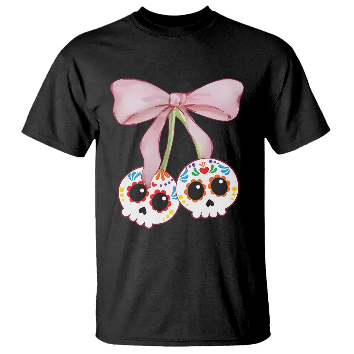 day-of-the-dead-t-shirt-sugar-skull-pink-bow-coquette-aesthetic