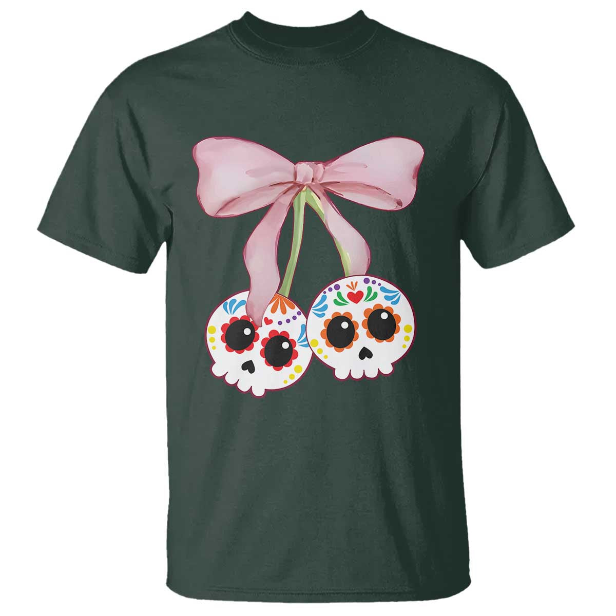 day-of-the-dead-t-shirt-sugar-skull-pink-bow-coquette-aesthetic