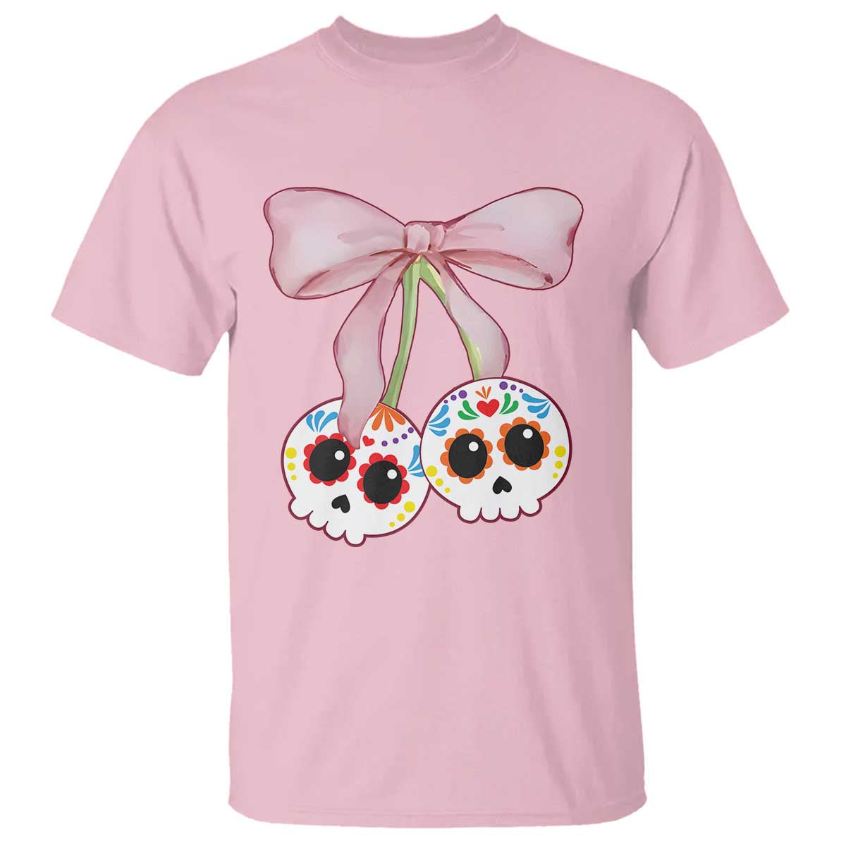 day-of-the-dead-t-shirt-sugar-skull-pink-bow-coquette-aesthetic