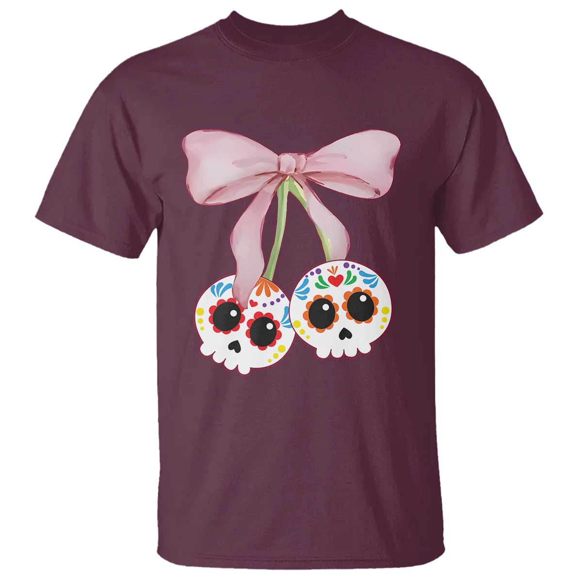 day-of-the-dead-t-shirt-sugar-skull-pink-bow-coquette-aesthetic