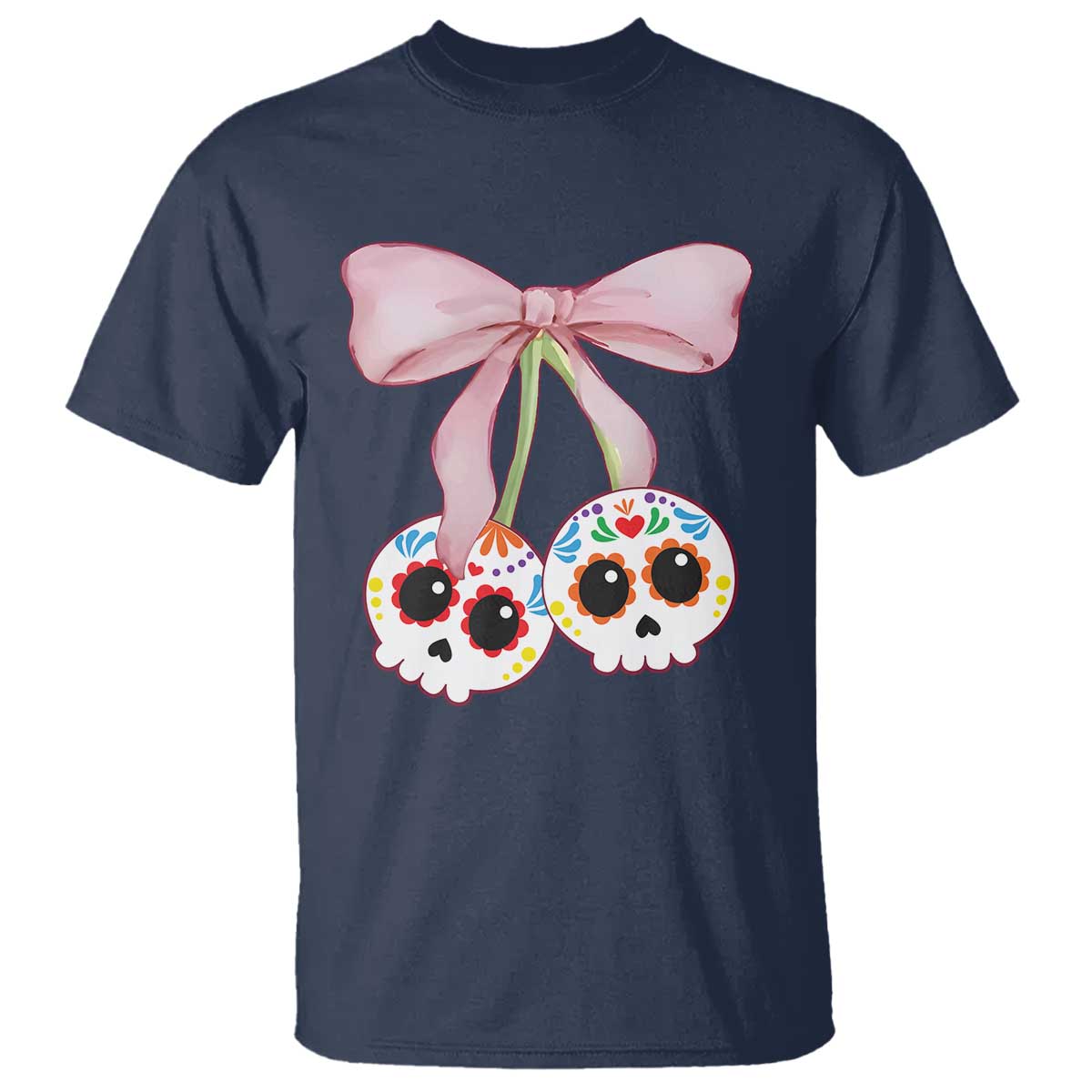 day-of-the-dead-t-shirt-sugar-skull-pink-bow-coquette-aesthetic