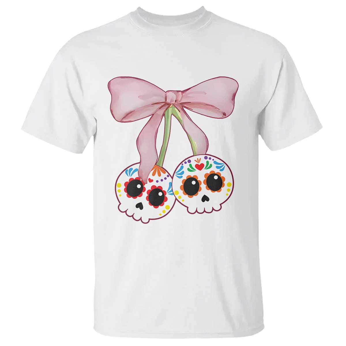 day-of-the-dead-t-shirt-sugar-skull-pink-bow-coquette-aesthetic