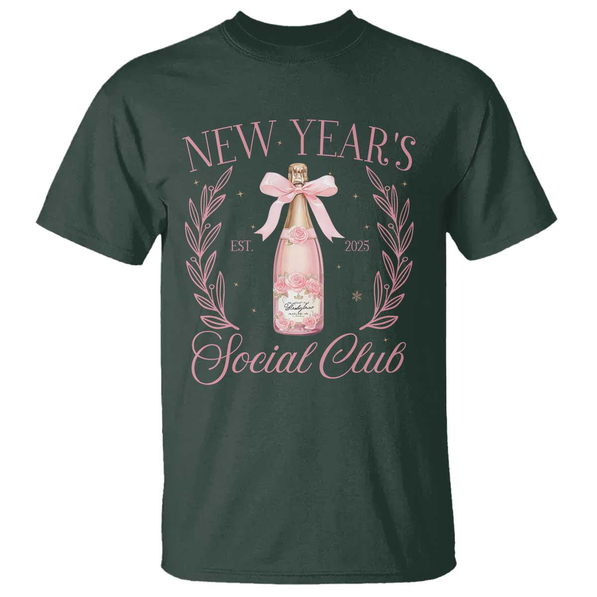new-years-social-club-2025-t-shirt-coquette-champagne-bottles