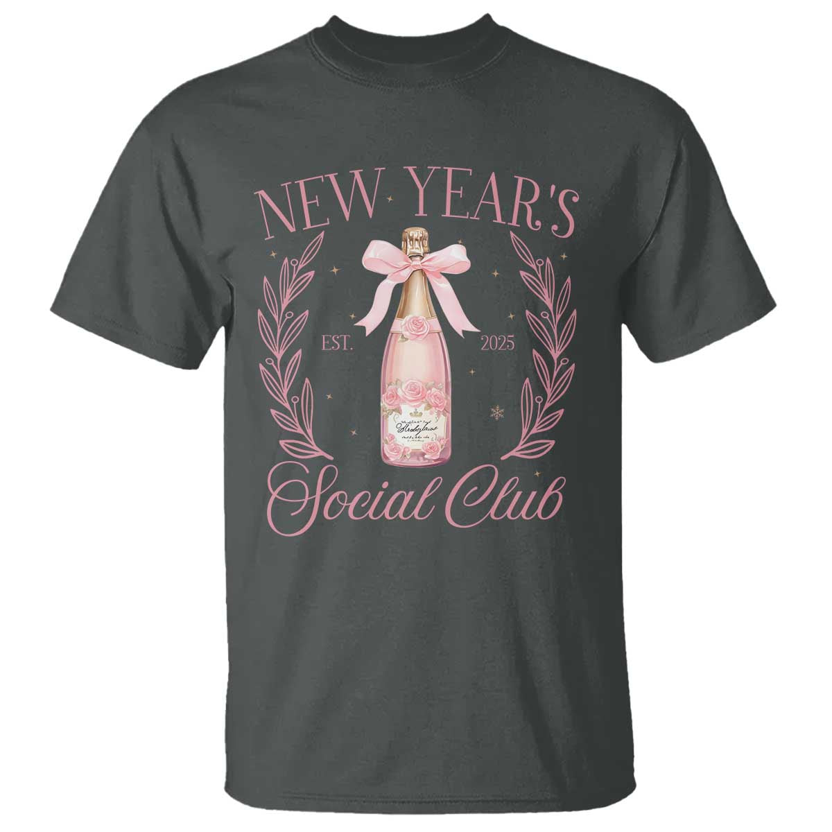 new-years-social-club-2025-t-shirt-coquette-champagne-bottles