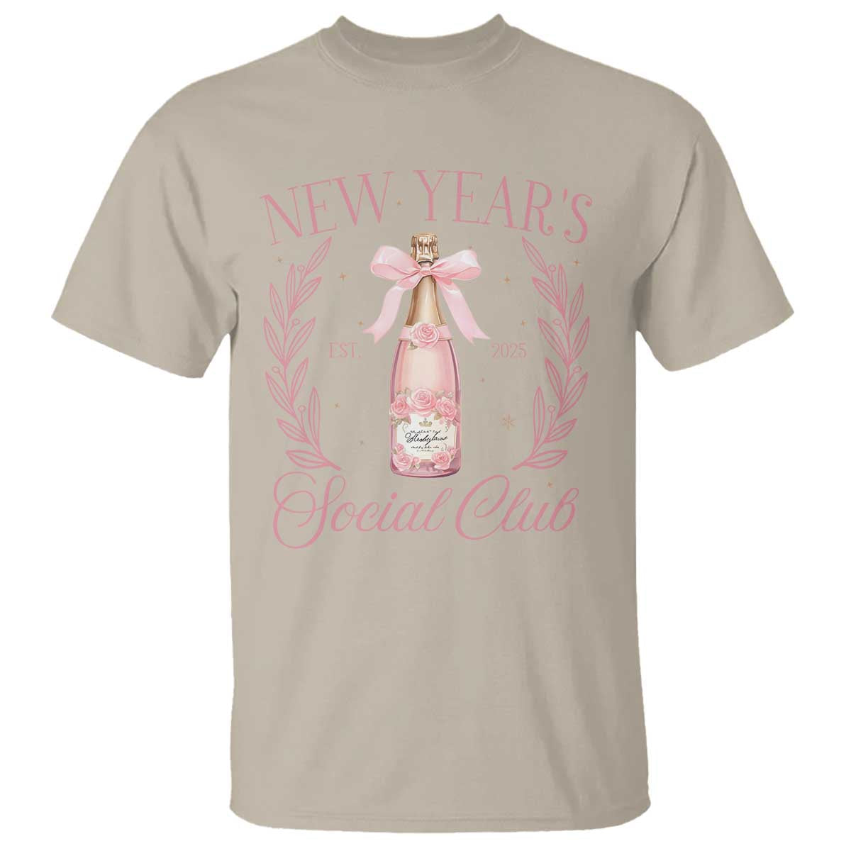 new-years-social-club-2025-t-shirt-coquette-champagne-bottles