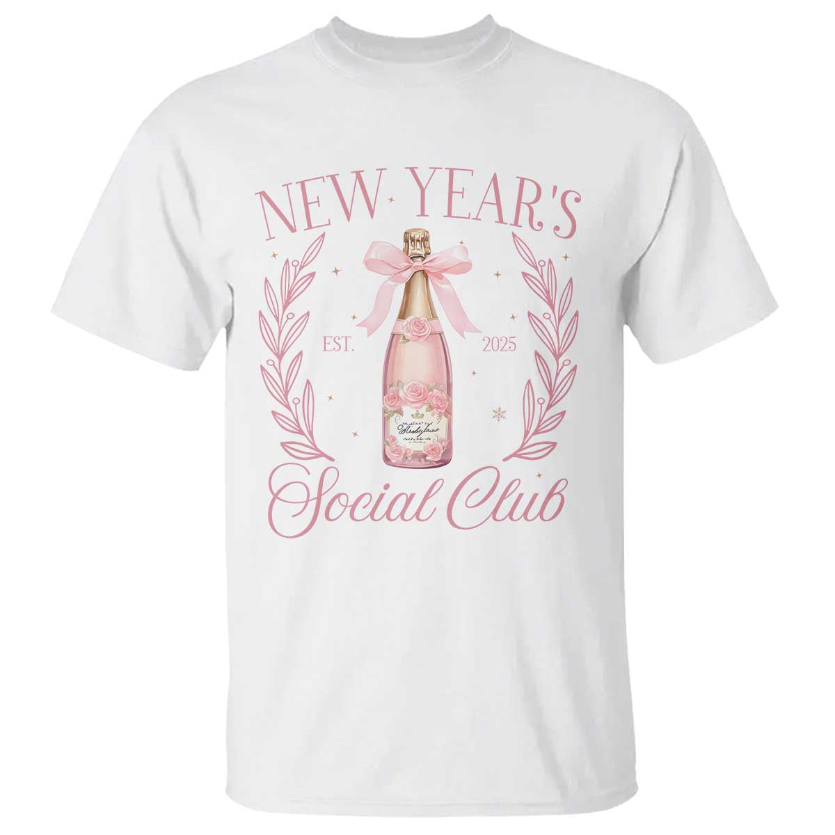 new-years-social-club-2025-t-shirt-coquette-champagne-bottles