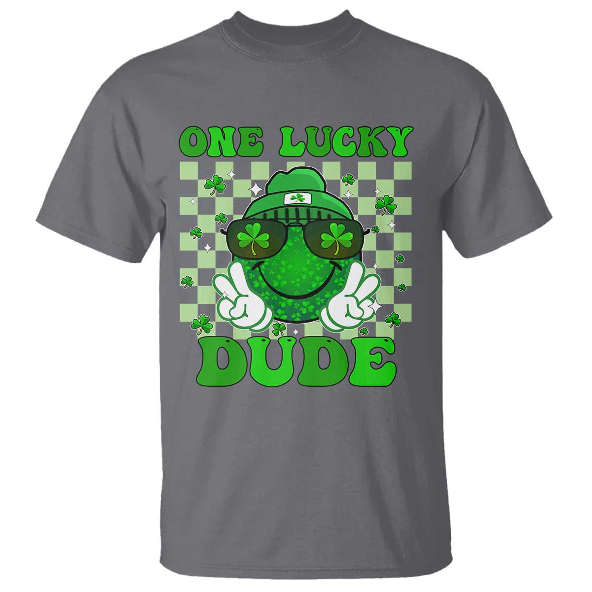 funny-one-lucky-dude-st-patricks-day-t-shirt-checkerboard-shamrock