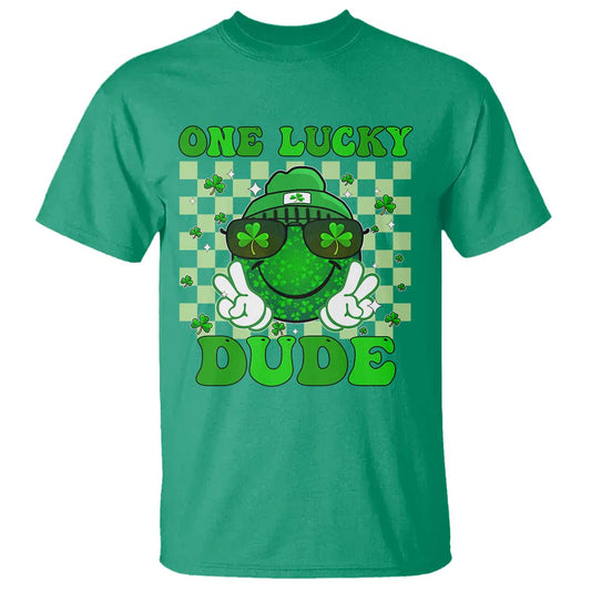 funny-one-lucky-dude-st-patricks-day-t-shirt-checkerboard-shamrock