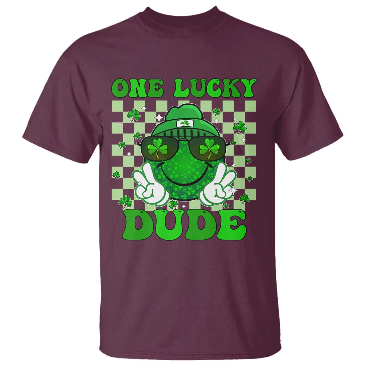 funny-one-lucky-dude-st-patricks-day-t-shirt-checkerboard-shamrock