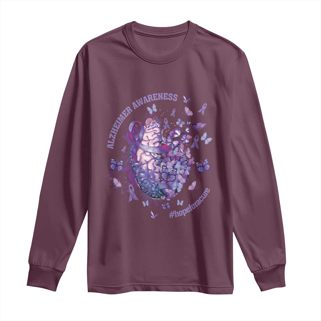 Alzheimer Support Long Sleeve Shirt Hope For A Cure Flower