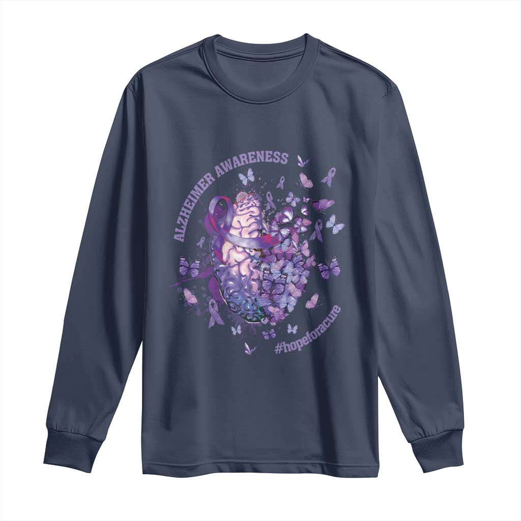 Alzheimer Support Long Sleeve Shirt Hope For A Cure Flower