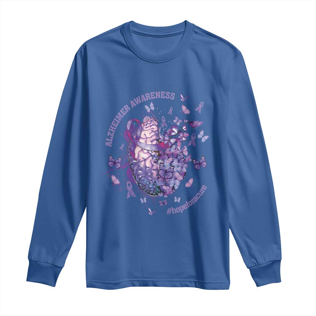 Alzheimer Support Long Sleeve Shirt Hope For A Cure Flower