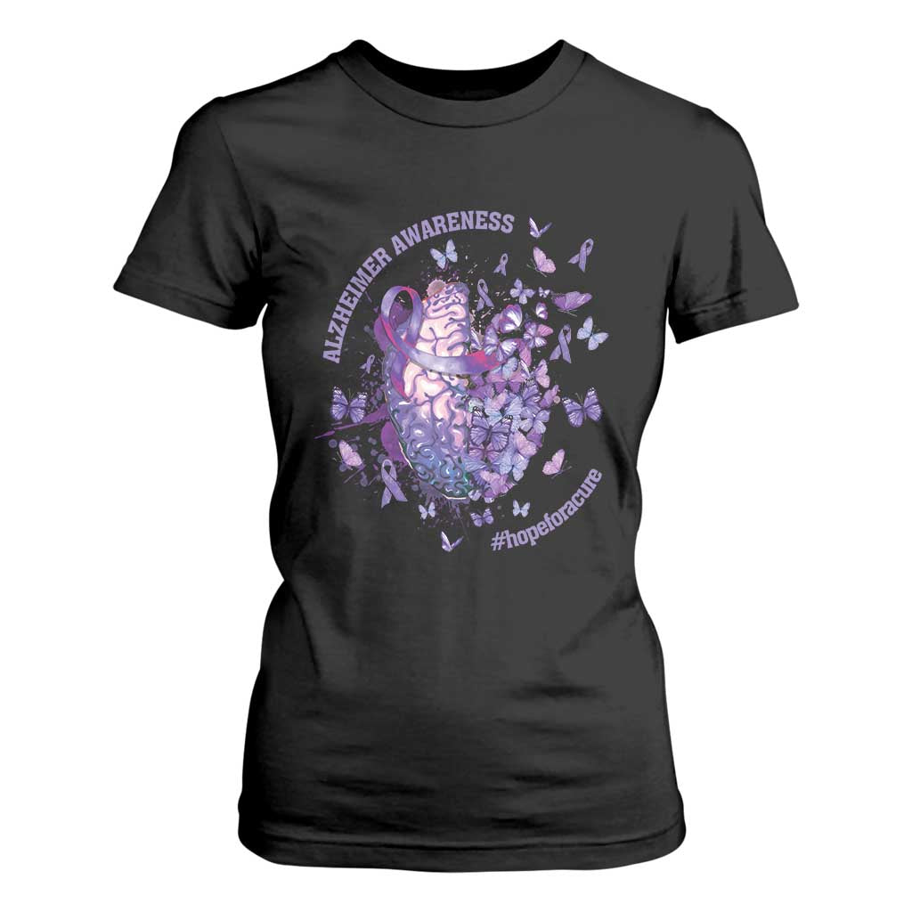 Alzheimer Support T Shirt For Women Hope For A Cure Flower