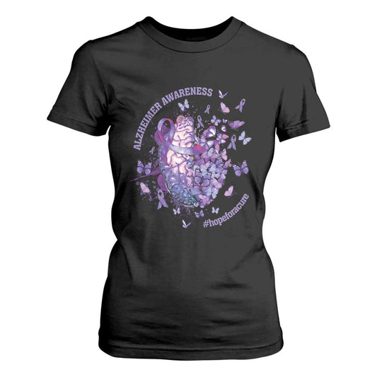 Alzheimer Support T Shirt For Women Hope For A Cure Flower