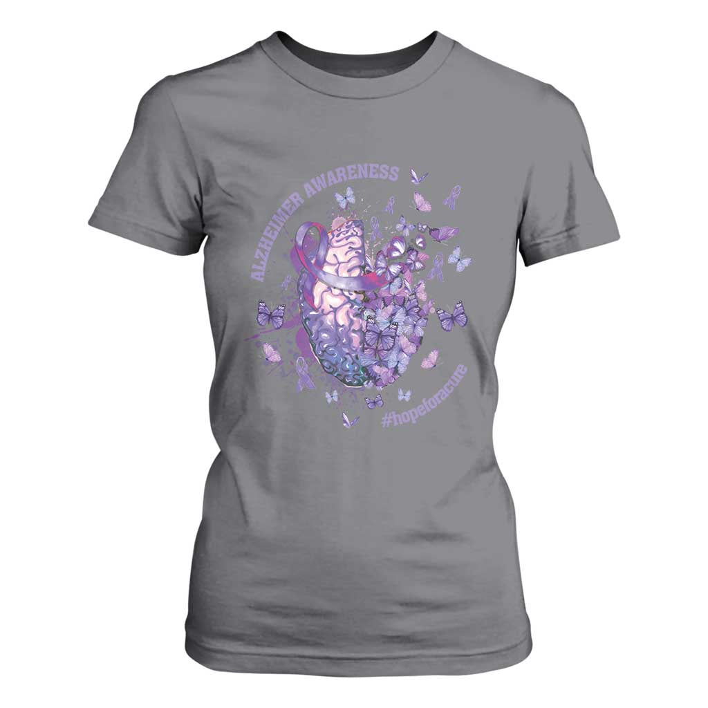Alzheimer Support T Shirt For Women Hope For A Cure Flower