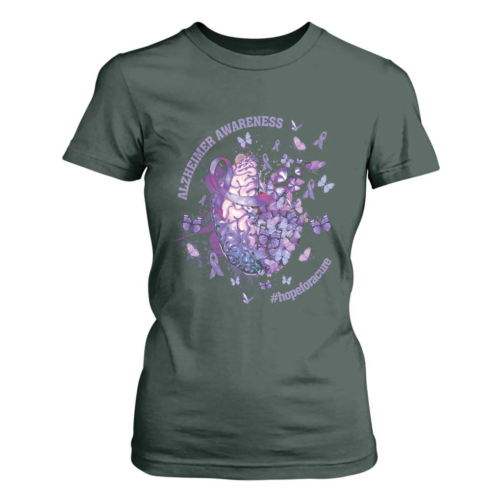 Alzheimer Support T Shirt For Women Hope For A Cure Flower