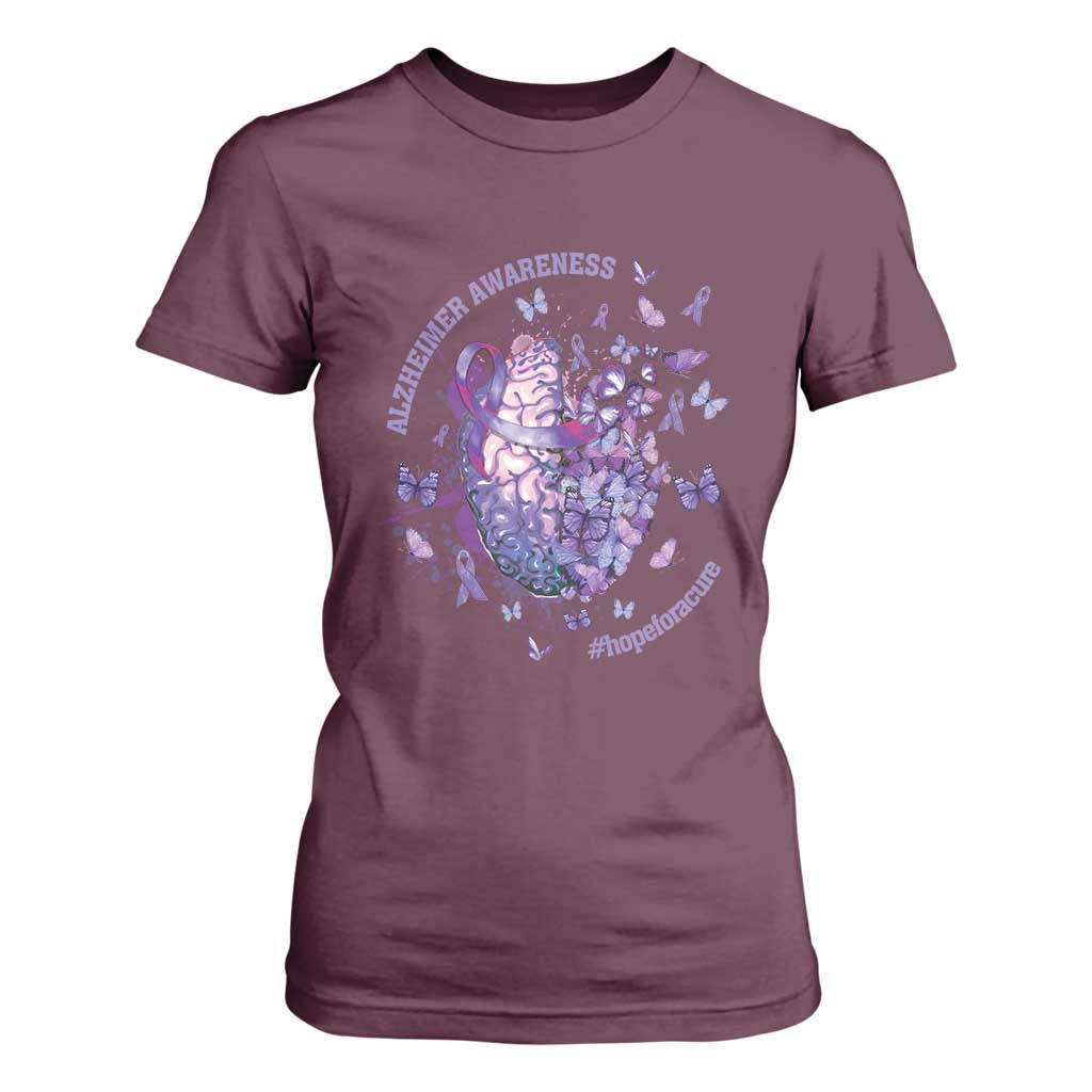 Alzheimer Support T Shirt For Women Hope For A Cure Flower