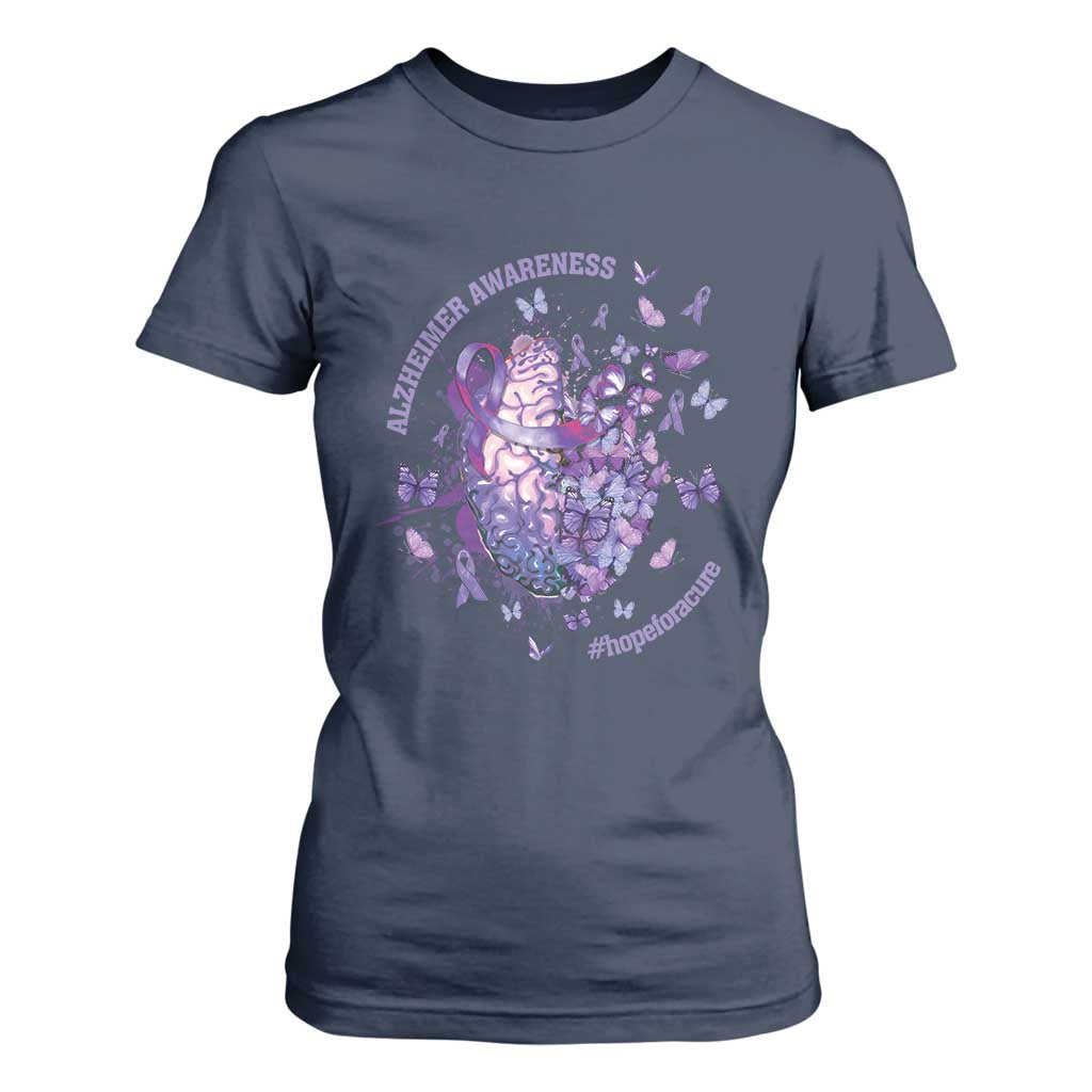 Alzheimer Support T Shirt For Women Hope For A Cure Flower