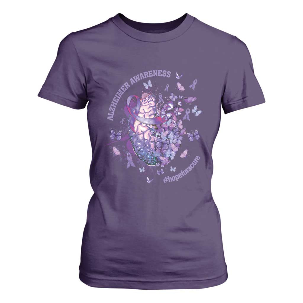 Alzheimer Support T Shirt For Women Hope For A Cure Flower