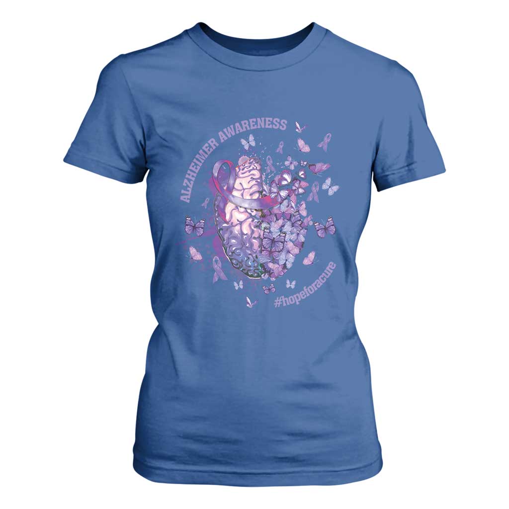 Alzheimer Support T Shirt For Women Hope For A Cure Flower