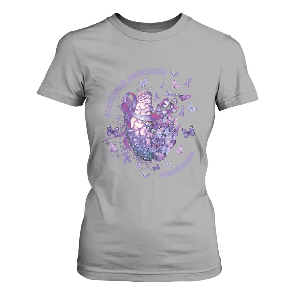 Alzheimer Support T Shirt For Women Hope For A Cure Flower