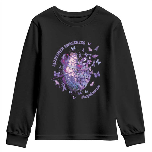 Alzheimer Support Youth Sweatshirt Hope For A Cure Flower