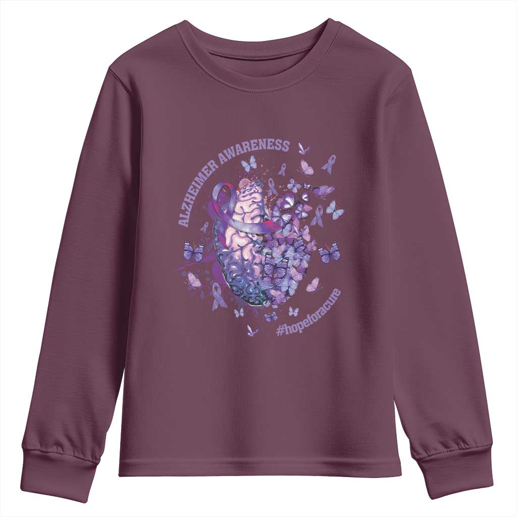Alzheimer Support Youth Sweatshirt Hope For A Cure Flower