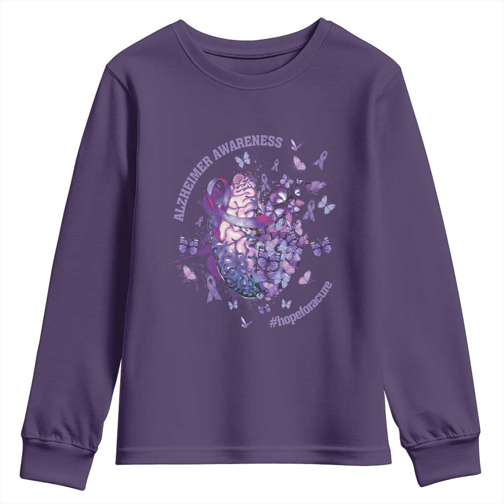 Alzheimer Support Youth Sweatshirt Hope For A Cure Flower