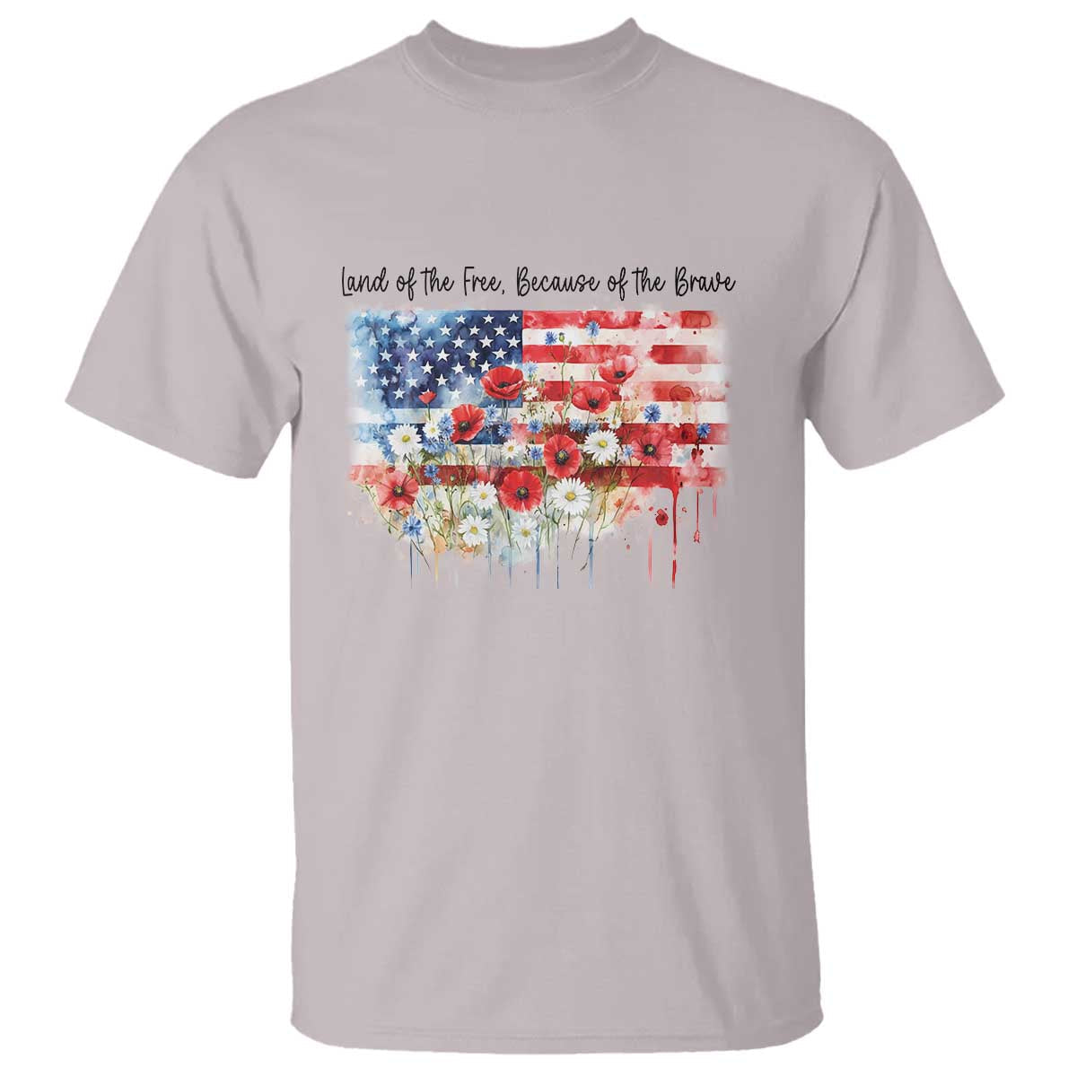 funny-4th-of-july-land-of-the-free-because-of-the-brave-t-shirt-american-flag-flowers