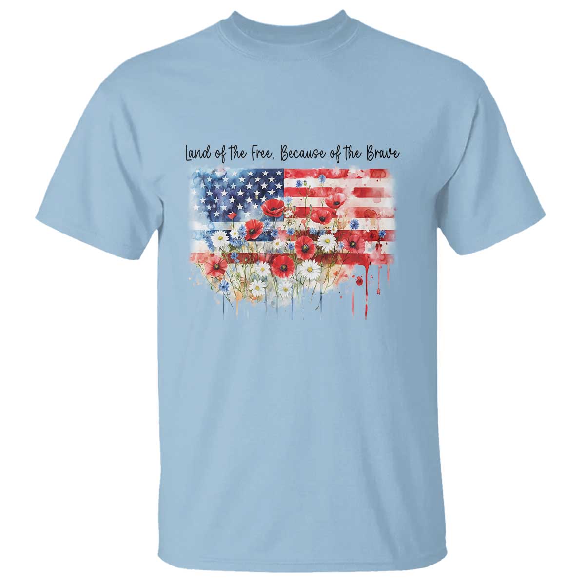 funny-4th-of-july-land-of-the-free-because-of-the-brave-t-shirt-american-flag-flowers