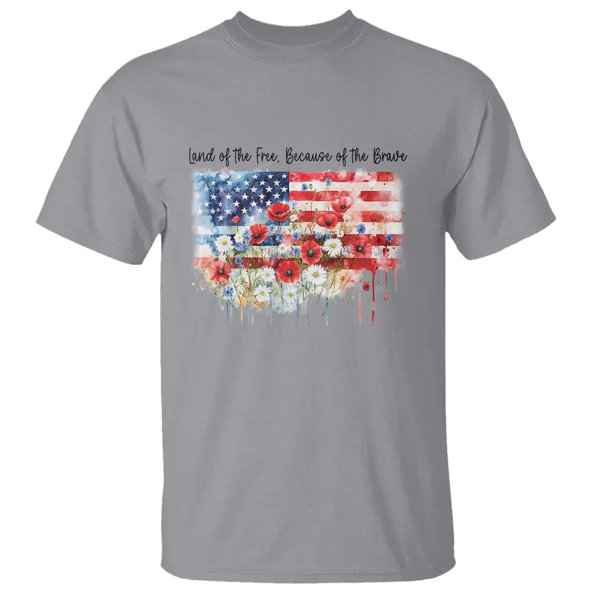 funny-4th-of-july-land-of-the-free-because-of-the-brave-t-shirt-american-flag-flowers
