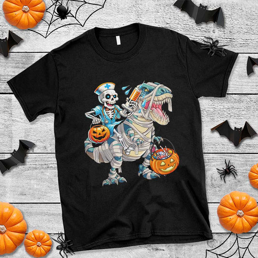 funny-halloween-nurse-t-shirt-skeleton-nurse-riding-mummy-dinosaur-pumpkin-candy