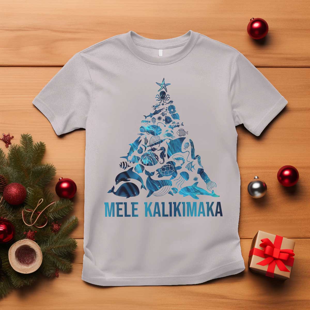 christmas-in-hawaii-t-shirt-mele-kalikimala-sea-animals-xmas-tree