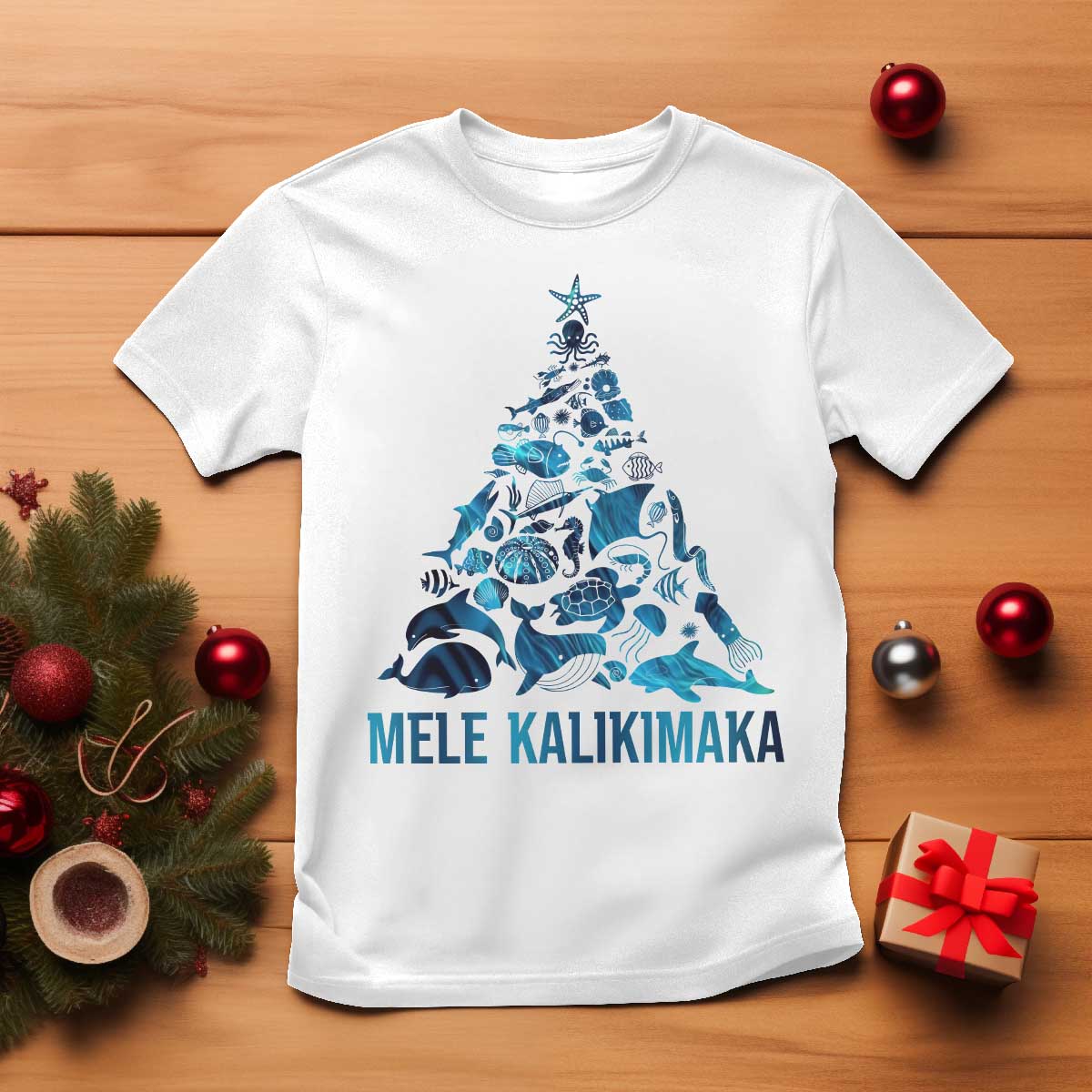 christmas-in-hawaii-t-shirt-mele-kalikimala-sea-animals-xmas-tree