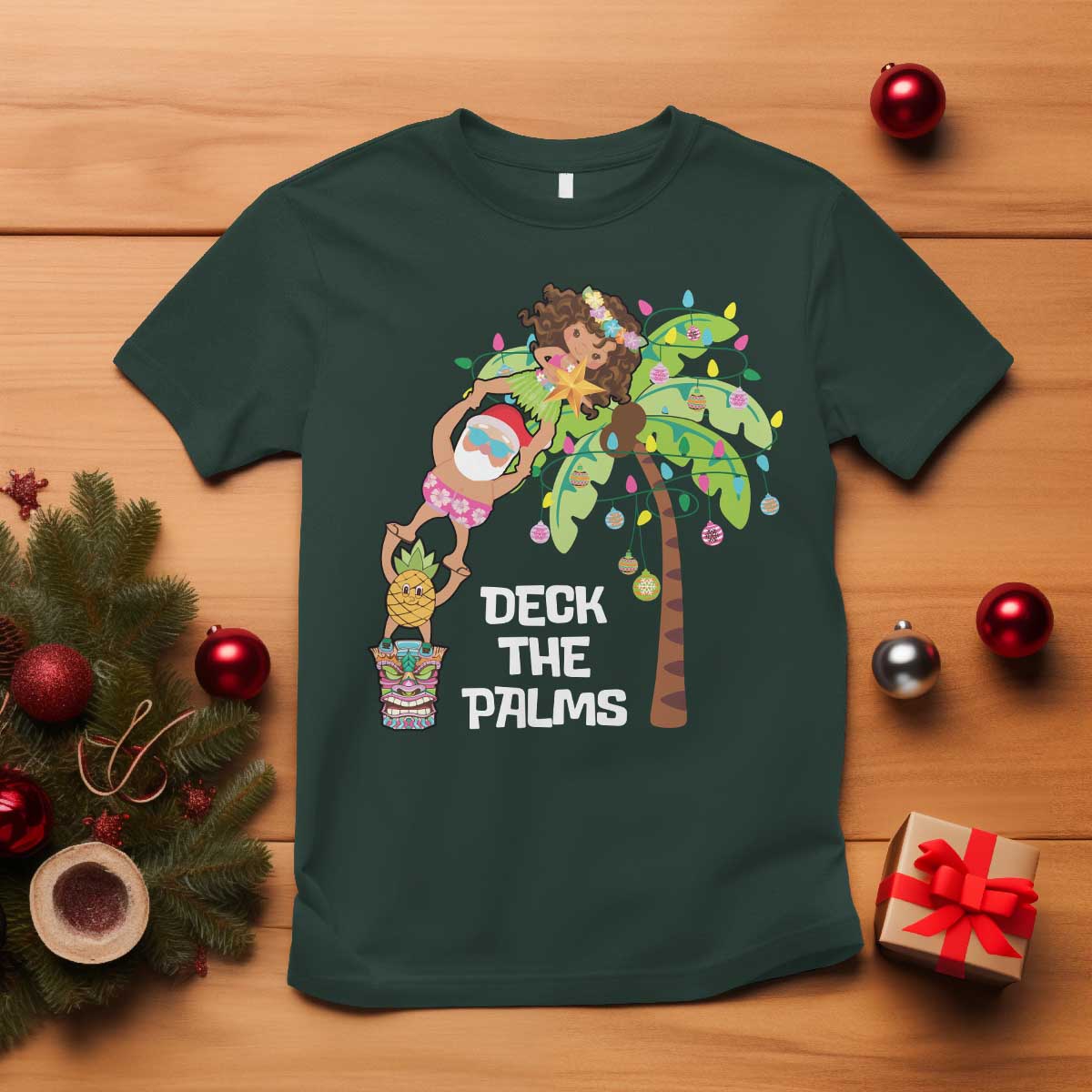 christmas-in-hawaii-t-shirt-deck-the-palms-santa-hula-girl-tiki